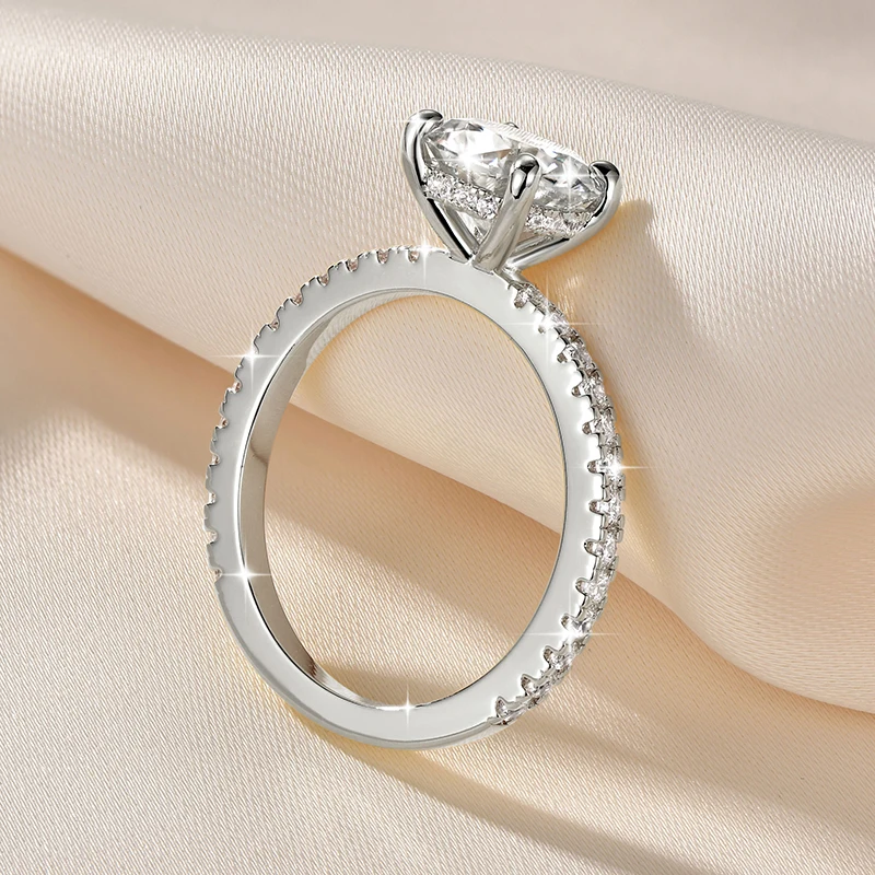 Lnngy Certified Round Cut Moissanite Halo Engagement Ring for Women Sparkling Lab Diamond Wedding Band Jewelry Gift