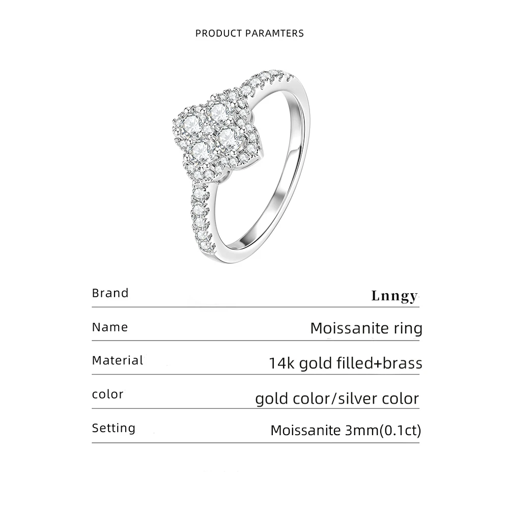 Lnngy Certified Round Cut Moissanite Halo Engagement Ring for Women Sparkling Lab Diamond Wedding Band Jewelry Gift