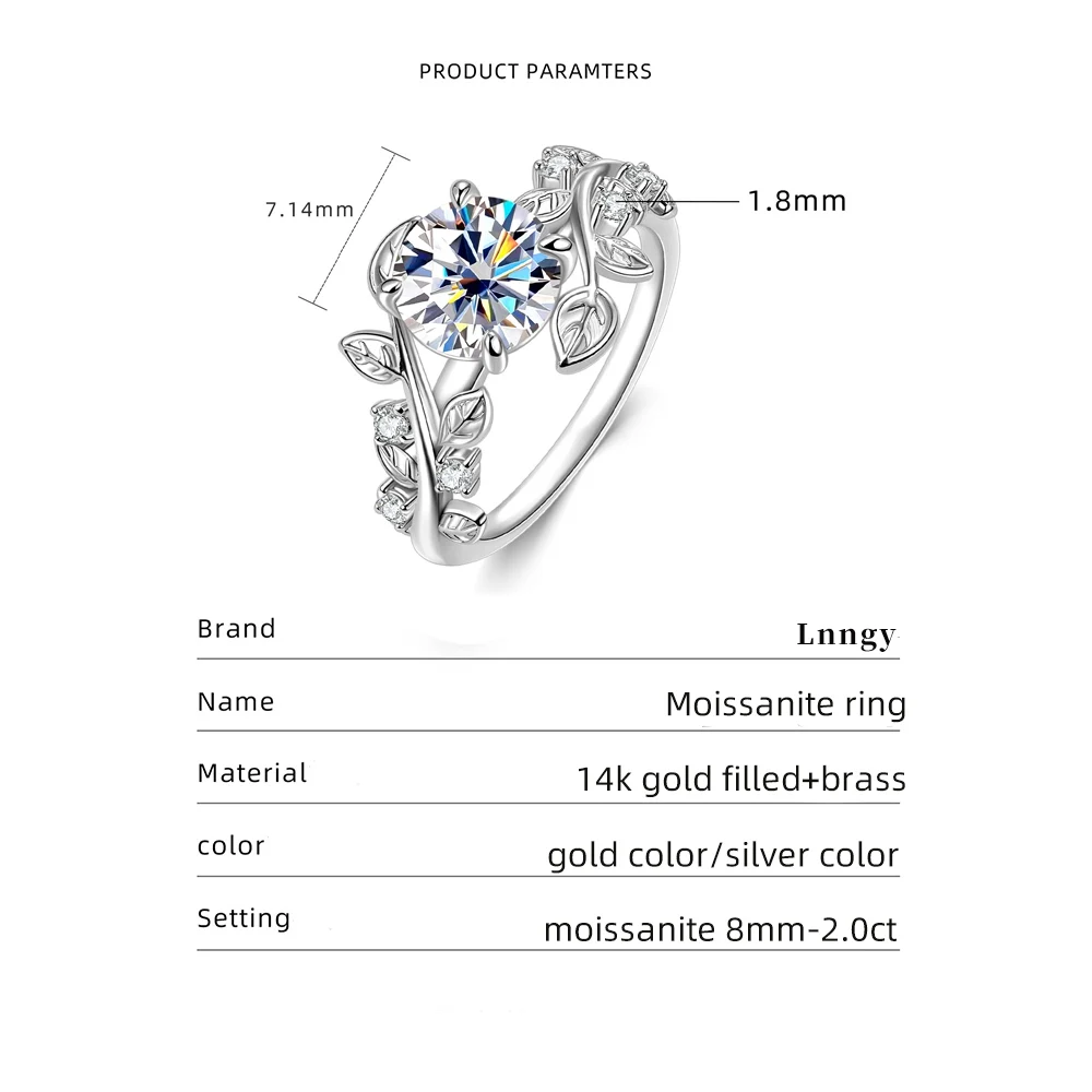 Lnngy Certified Round Cut Moissanite Halo Engagement Ring for Women Sparkling Lab Diamond Wedding Band Jewelry Gift