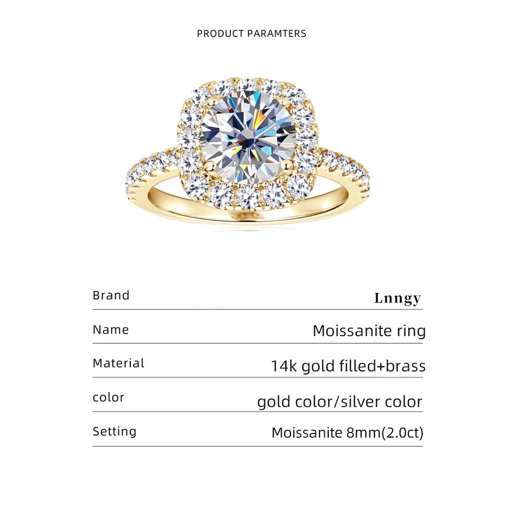 Lnngy Certified Round Cut Moissanite Halo Engagement Ring for Women Sparkling Lab Diamond Wedding Band Jewelry Gift