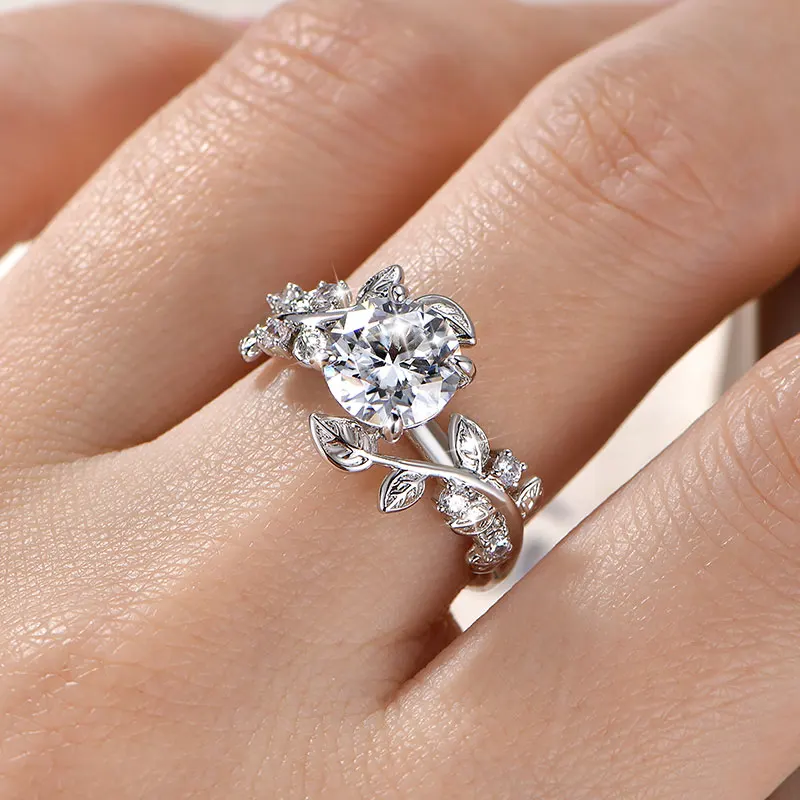 Lnngy Certified Round Cut Moissanite Halo Engagement Ring for Women Sparkling Lab Diamond Wedding Band Jewelry Gift