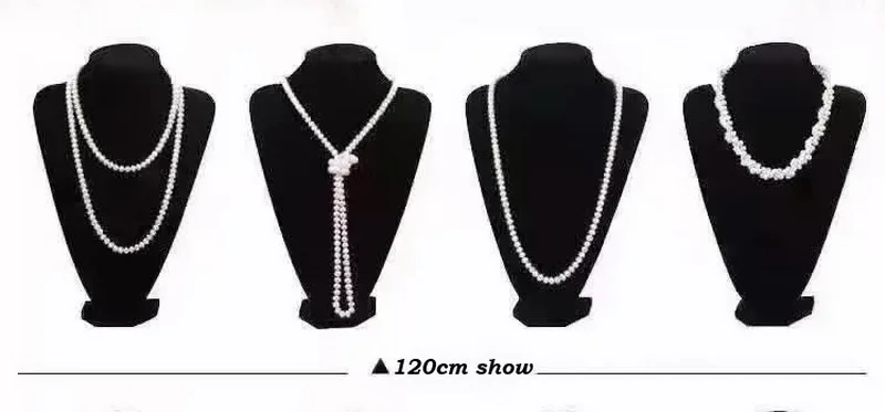 Pearl Long Necklace Natural Freshwater White Pearl Long Sweater Chain Engagement Dress Necklace Women Long Necklace