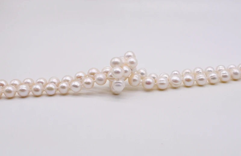 Pearl Long Necklace Natural Freshwater White Pearl Long Sweater Chain Engagement Dress Necklace Women Long Necklace