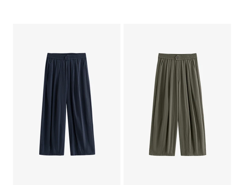 TOYOUTH Women Pants 2026 Summer New Lazy Relaxed Lightweight Casual Pants Cotton Crepe Texture Pleated Yamamoto Pants