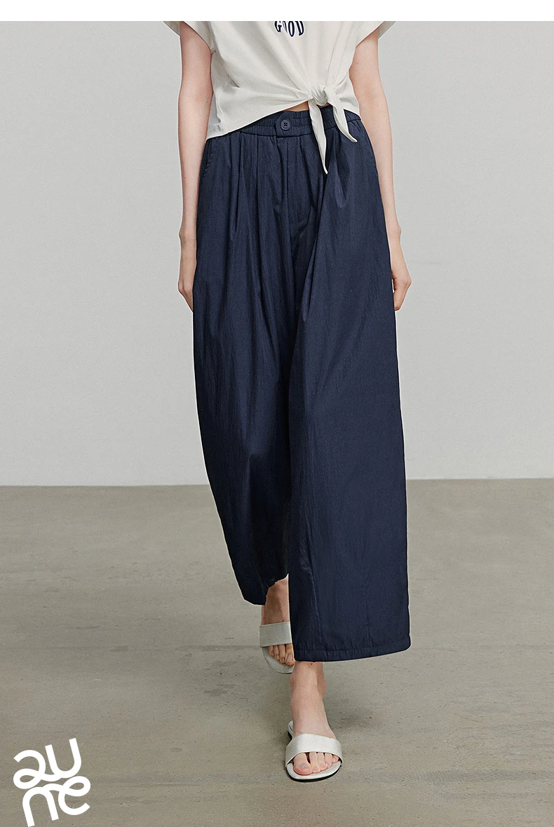 TOYOUTH Women Pants 2026 Summer New Lazy Relaxed Lightweight Casual Pants Cotton Crepe Texture Pleated Yamamoto Pants