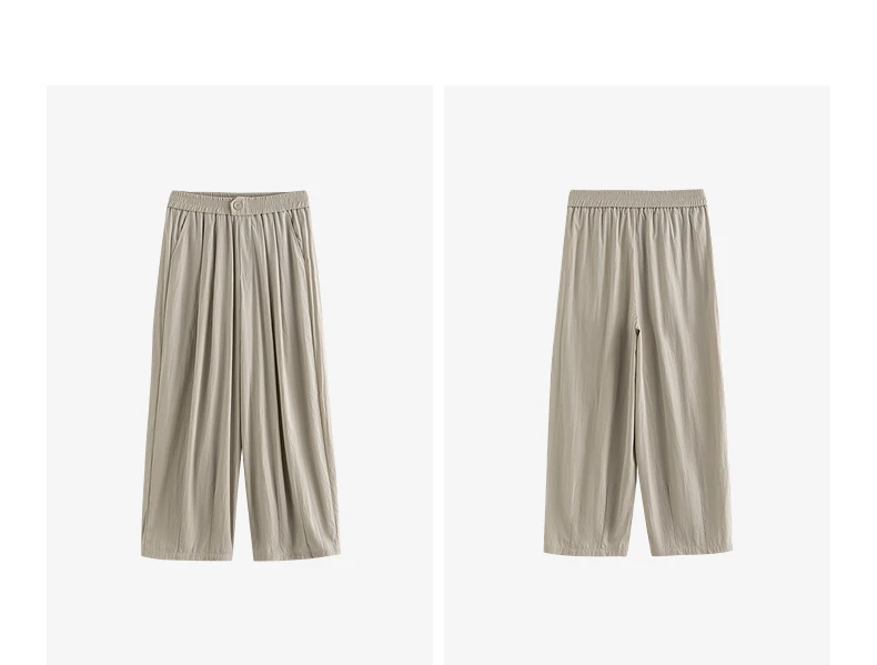 TOYOUTH Women Pants 2026 Summer New Lazy Relaxed Lightweight Casual Pants Cotton Crepe Texture Pleated Yamamoto Pants