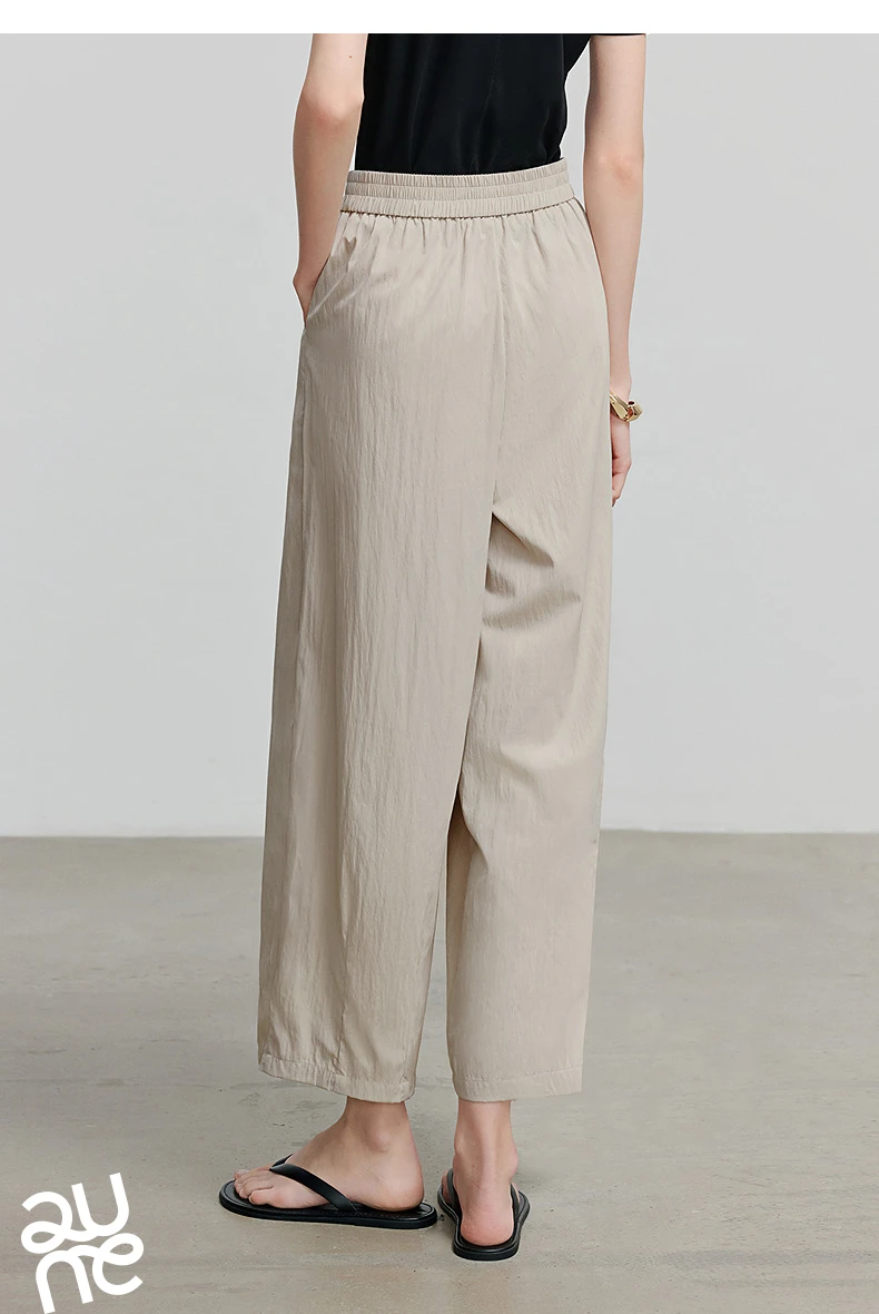 TOYOUTH Women Pants 2026 Summer New Lazy Relaxed Lightweight Casual Pants Cotton Crepe Texture Pleated Yamamoto Pants