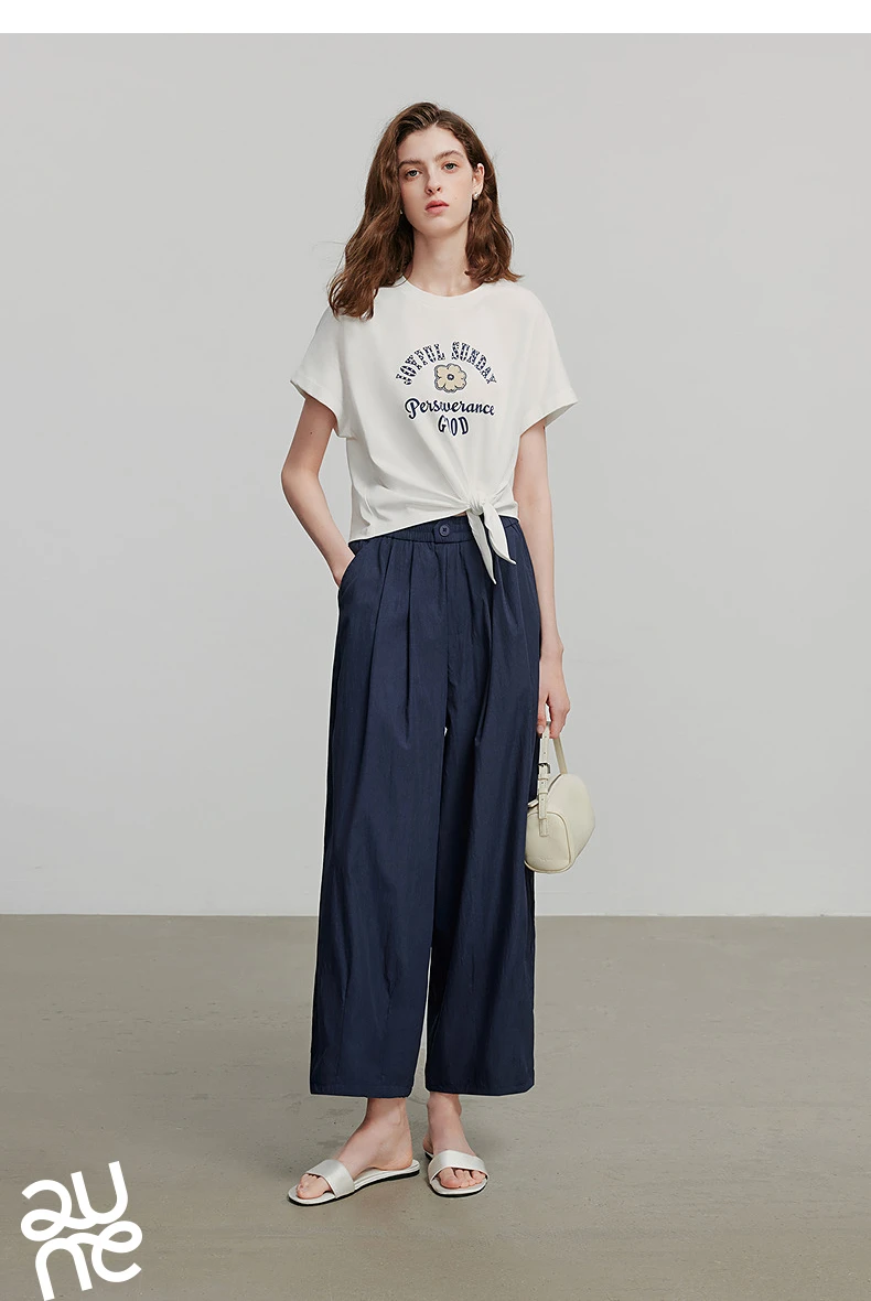 TOYOUTH Women Pants 2026 Summer New Lazy Relaxed Lightweight Casual Pants Cotton Crepe Texture Pleated Yamamoto Pants