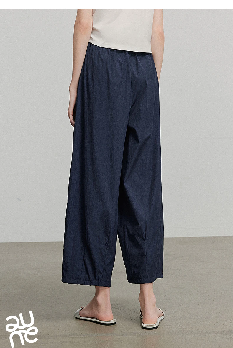 TOYOUTH Women Pants 2026 Summer New Lazy Relaxed Lightweight Casual Pants Cotton Crepe Texture Pleated Yamamoto Pants