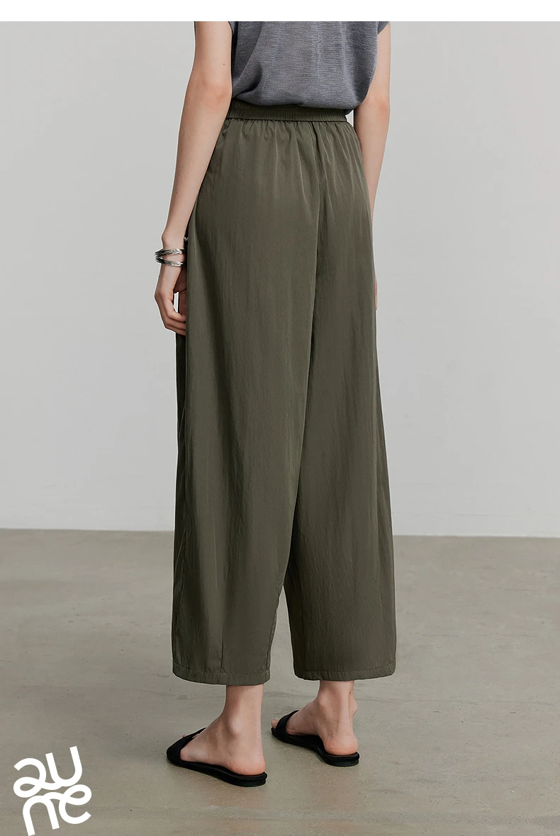 TOYOUTH Women Pants 2026 Summer New Lazy Relaxed Lightweight Casual Pants Cotton Crepe Texture Pleated Yamamoto Pants