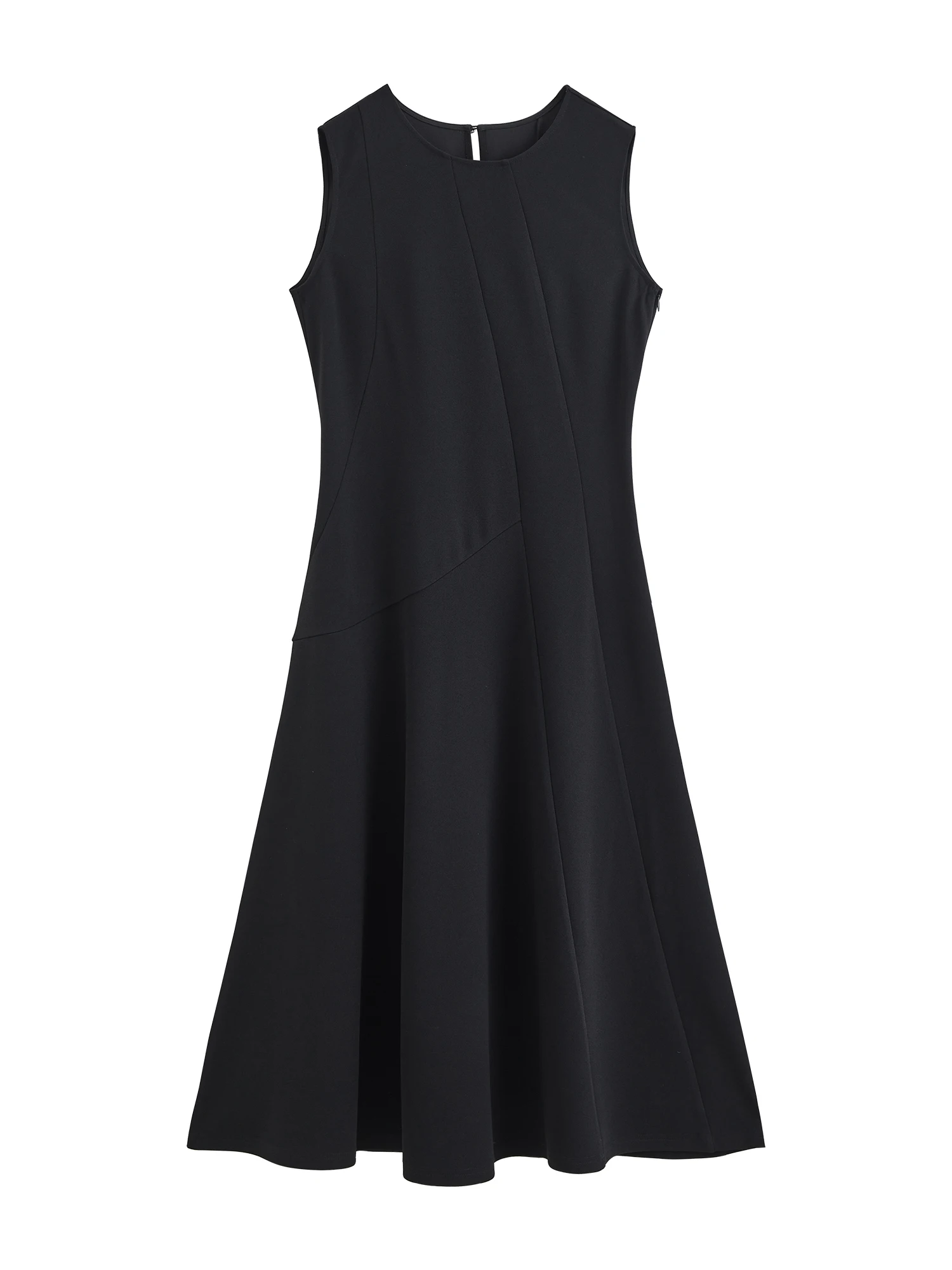 ZIQIAO French-style Black Mini Dress Women 2026 Summer New Style Fitted Waist Sleeveless Round Neck Short Dress Citywalk Dating