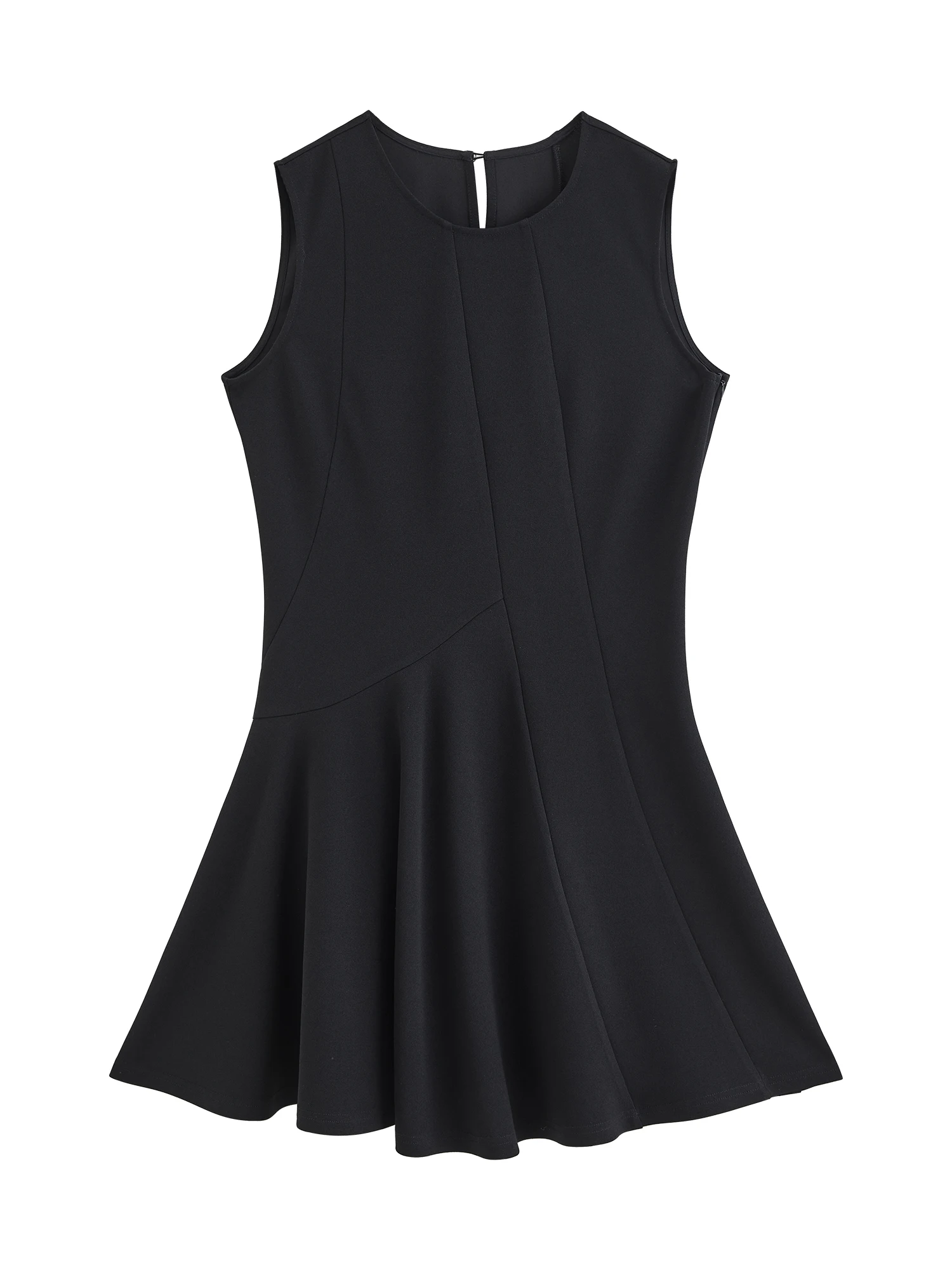 ZIQIAO French-style Black Mini Dress Women 2026 Summer New Style Fitted Waist Sleeveless Round Neck Short Dress Citywalk Dating