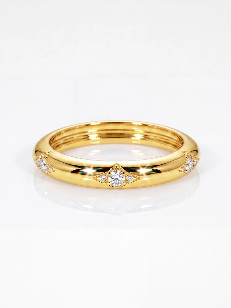 Fashion Shiny Real Round Moissanite Diamond Wedding Rings for Women Anniversary Party High Quality Jewelry Gift