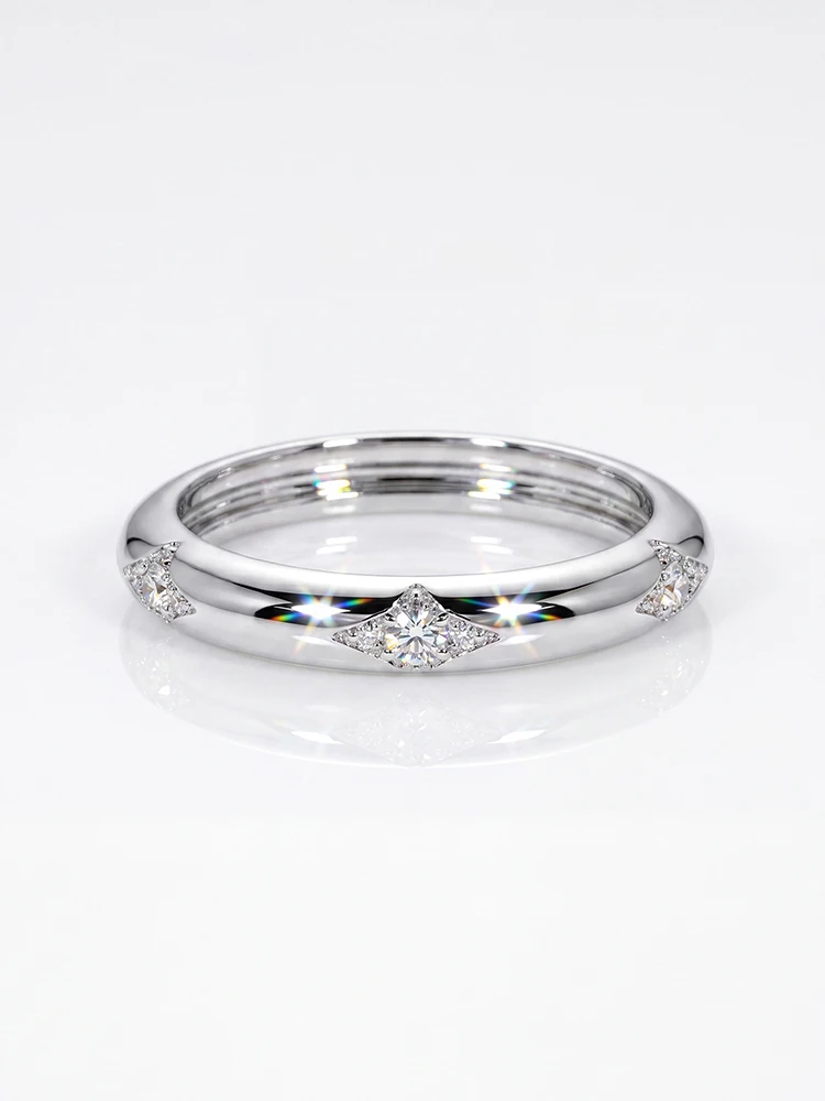 Fashion Shiny Real Round Moissanite Diamond Wedding Rings for Women Anniversary Party High Quality Jewelry Gift