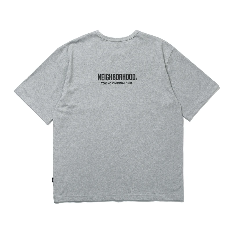 Japan Tokyo NBHD Pockets Print Label T Shirt Men Women High Quality Black Gray White Loose Short Sleeve Cotton T-shirts Tops Tee