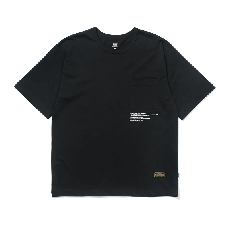 Japan Tokyo NBHD Pockets Print Label T Shirt Men Women High Quality Black Gray White Loose Short Sleeve Cotton T-shirts Tops Tee