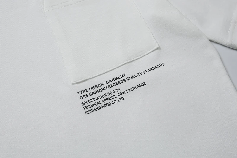 Japan Tokyo NBHD Pockets Print Label T Shirt Men Women High Quality Black Gray White Loose Short Sleeve Cotton T-shirts Tops Tee