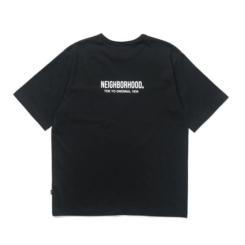 Japan Tokyo NBHD Pockets Print Label T Shirt Men Women High Quality Black Gray White Loose Short Sleeve Cotton T-shirts Tops Tee