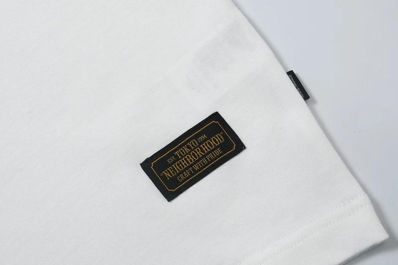 Japan Tokyo NBHD Pockets Print Label T Shirt Men Women High Quality Black Gray White Loose Short Sleeve Cotton T-shirts Tops Tee