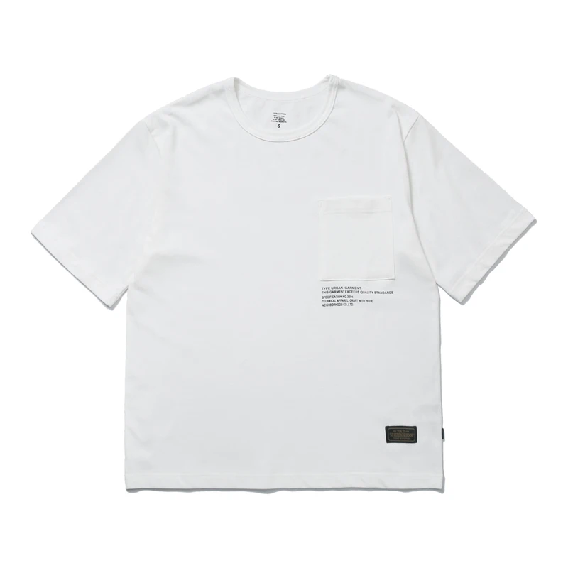 Japan Tokyo NBHD Pockets Print Label T Shirt Men Women High Quality Black Gray White Loose Short Sleeve Cotton T-shirts Tops Tee