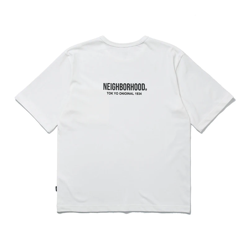 Japan Tokyo NBHD Pockets Print Label T Shirt Men Women High Quality Black Gray White Loose Short Sleeve Cotton T-shirts Tops Tee