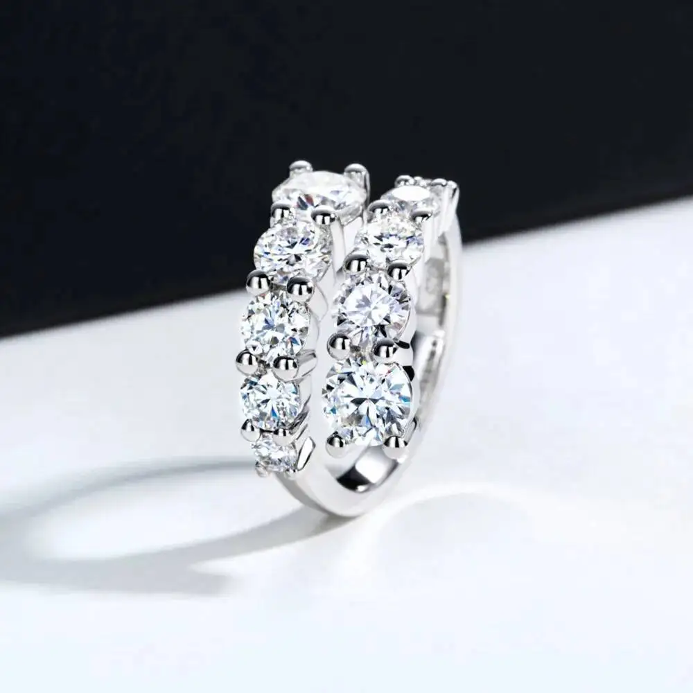 10 Gems Full Moissanite Rings for Women Sparkling Flawless Lab Created Diamond Wedding Band S925 Sterling Silver Jewelry