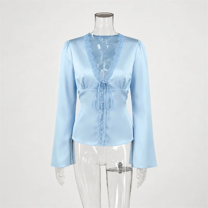 Tsiisd Women's Lace Satin Lace-Up Vest Top Patchwork Fashion Romantic Premium Commute Summer Tank Female Bandage V-Neck Top 2026
