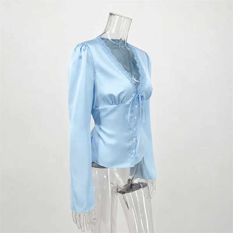 Tsiisd Women's Lace Satin Lace-Up Vest Top Patchwork Fashion Romantic Premium Commute Summer Tank Female Bandage V-Neck Top 2026