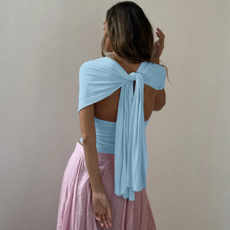 Talenza Summer Women's Camisole Tops Fashion Sexy Lace-Up V-Neck New Fit Blouse Tops Party Vacation Chic Casual Women's Clothes
