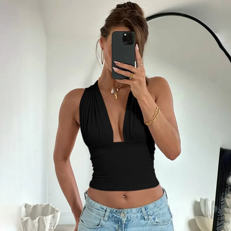 Talenza Summer Women's Camisole Tops Fashion Sexy Lace-Up V-Neck New Fit Blouse Tops Party Vacation Chic Casual Women's Clothes