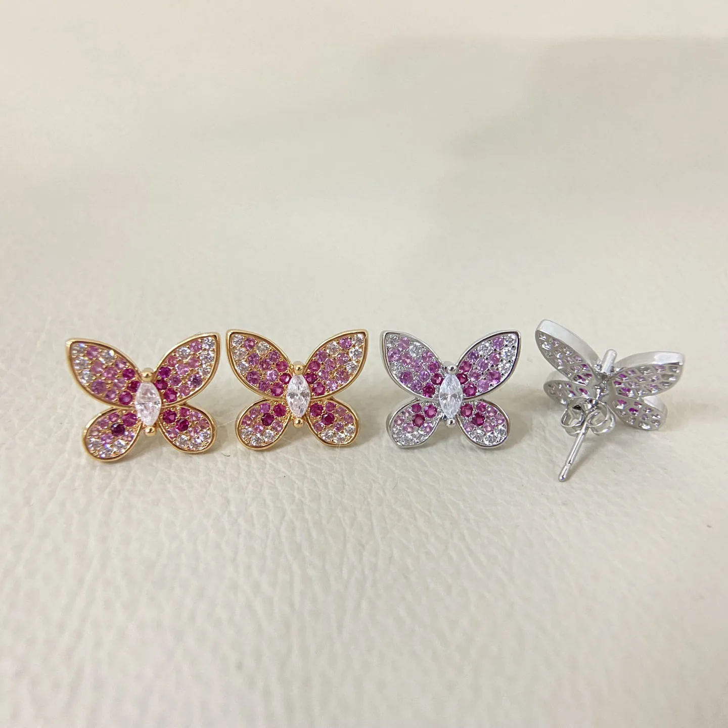 Butterfly Pendant 925 Silver Colorful 5A Zircon Crystal Wing Women's Necklace Double Layer Chain Dainty Valentine's Jewelry Gift