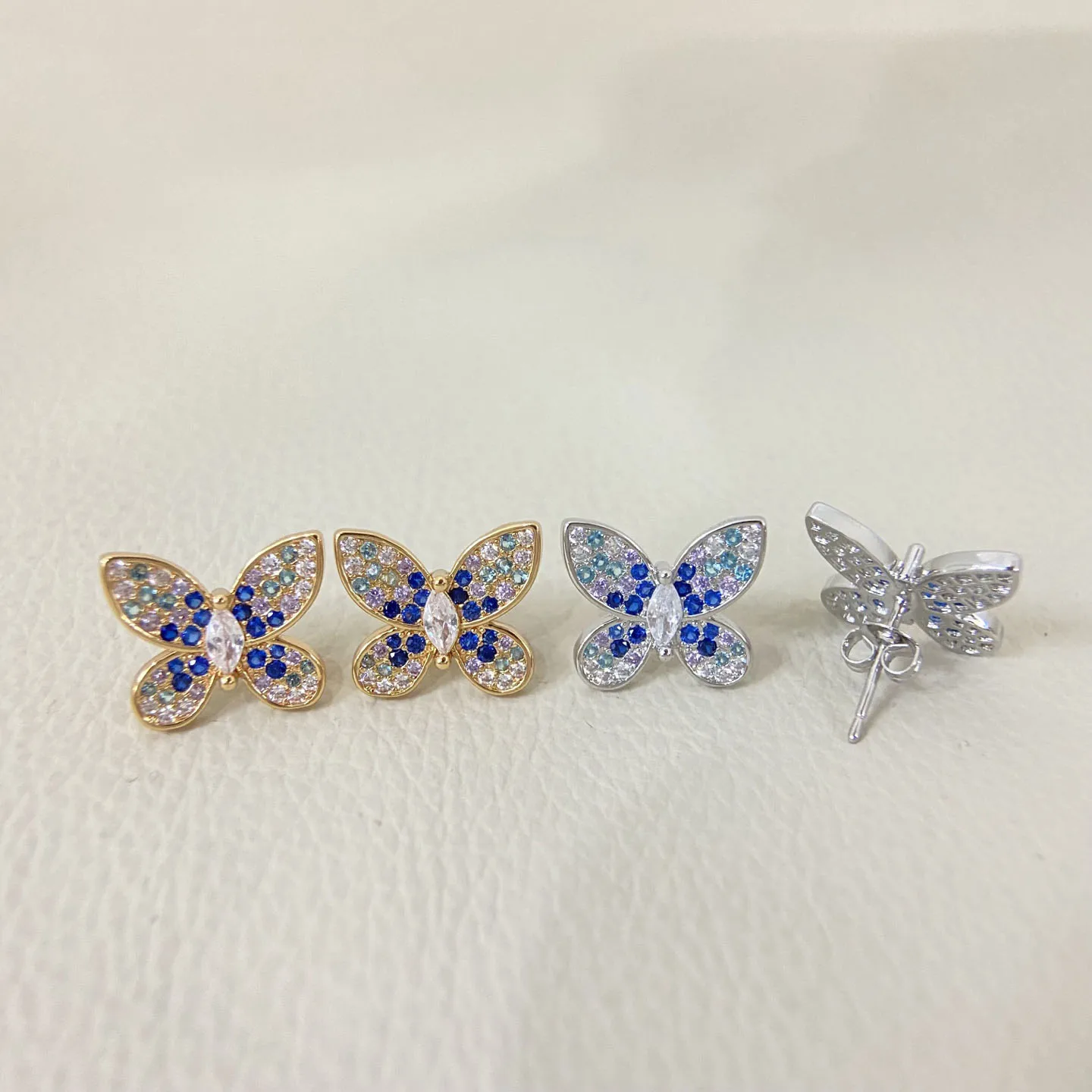 Butterfly Pendant 925 Silver Colorful 5A Zircon Crystal Wing Women's Necklace Double Layer Chain Dainty Valentine's Jewelry Gift