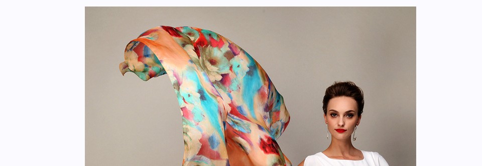 2016 Winter Fashion Women's Scarf Hot Sale Mulberry Silk Scarves Shawl Female Long Silk Scarf Blue and Coffee 180*110cm