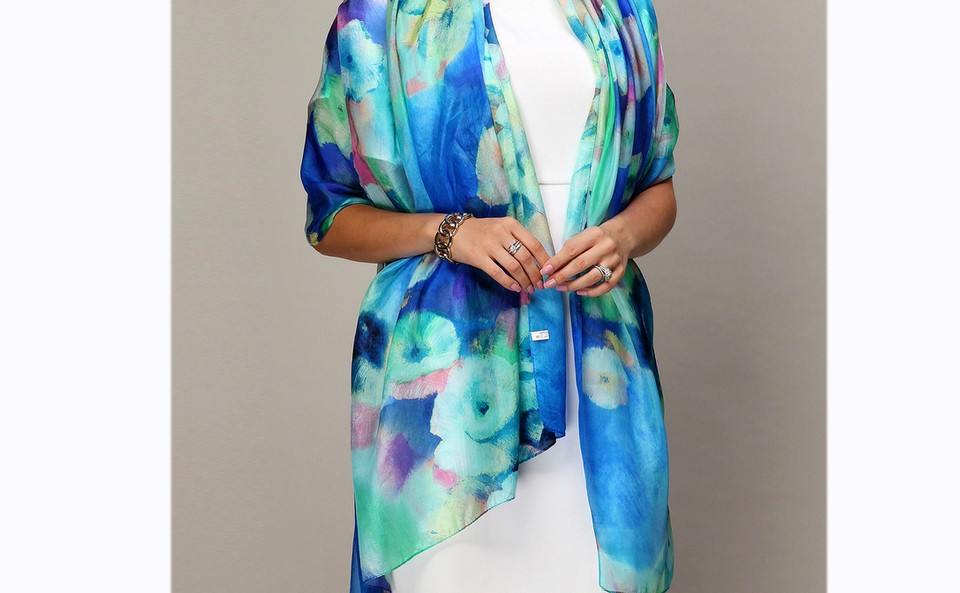 2016 Winter Fashion Women's Scarf Hot Sale Mulberry Silk Scarves Shawl Female Long Silk Scarf Blue and Coffee 180*110cm