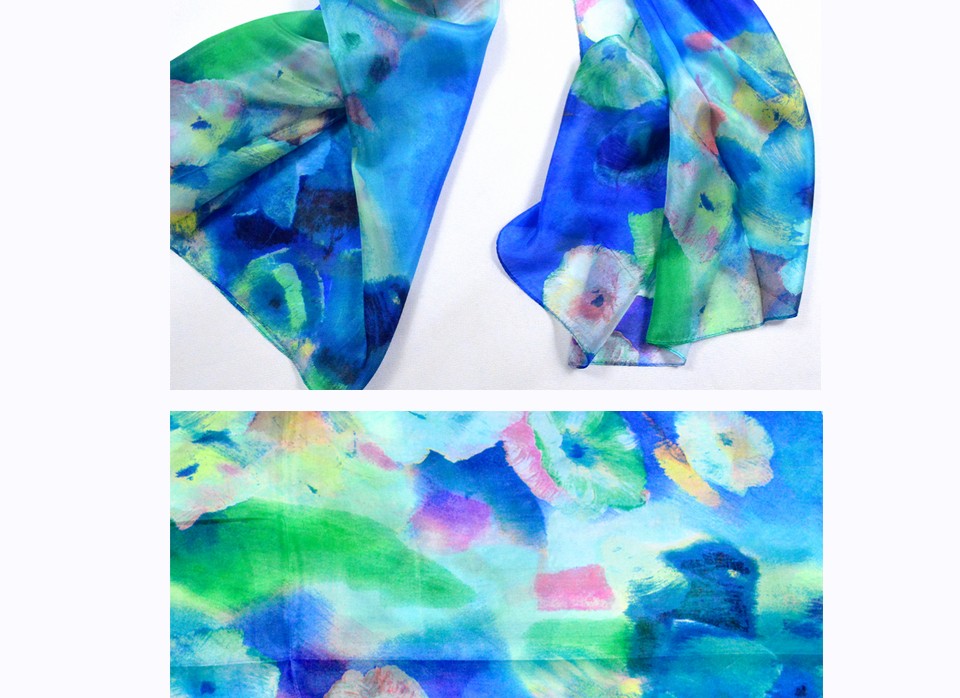 2016 Winter Fashion Women's Scarf Hot Sale Mulberry Silk Scarves Shawl Female Long Silk Scarf Blue and Coffee 180*110cm