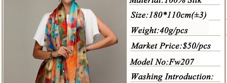 2016 Winter Fashion Women's Scarf Hot Sale Mulberry Silk Scarves Shawl Female Long Silk Scarf Blue and Coffee 180*110cm