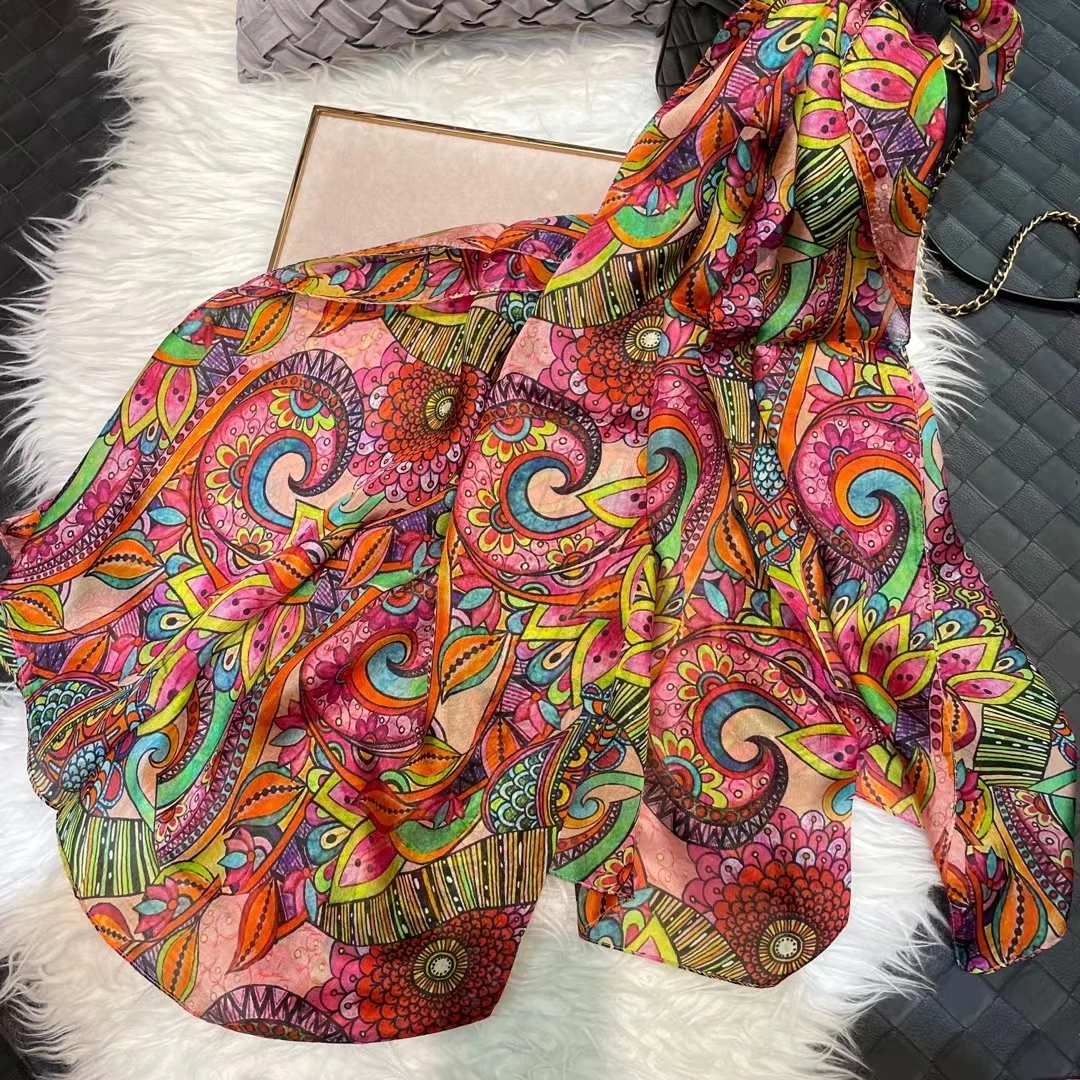 2016 Winter Fashion Women's Scarf Hot Sale Mulberry Silk Scarves Shawl Female Long Silk Scarf Blue and Coffee 180*110cm