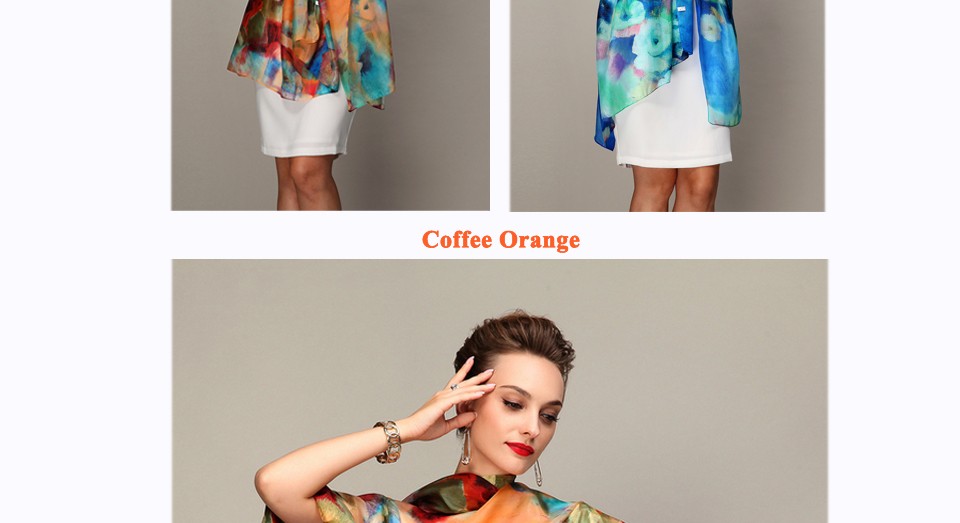 2016 Winter Fashion Women's Scarf Hot Sale Mulberry Silk Scarves Shawl Female Long Silk Scarf Blue and Coffee 180*110cm