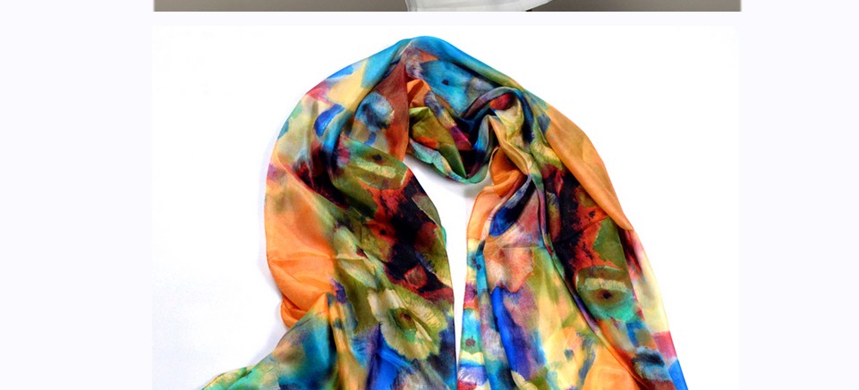 2016 Winter Fashion Women's Scarf Hot Sale Mulberry Silk Scarves Shawl Female Long Silk Scarf Blue and Coffee 180*110cm