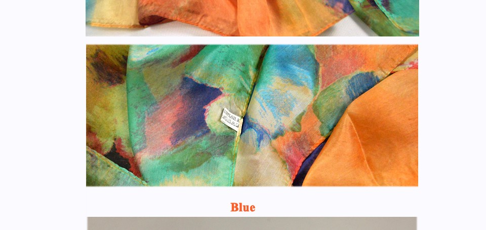 2016 Winter Fashion Women's Scarf Hot Sale Mulberry Silk Scarves Shawl Female Long Silk Scarf Blue and Coffee 180*110cm