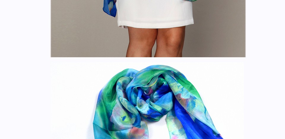 2016 Winter Fashion Women's Scarf Hot Sale Mulberry Silk Scarves Shawl Female Long Silk Scarf Blue and Coffee 180*110cm