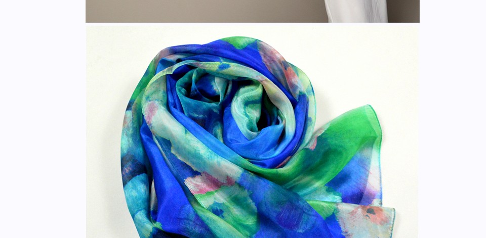 2016 Winter Fashion Women's Scarf Hot Sale Mulberry Silk Scarves Shawl Female Long Silk Scarf Blue and Coffee 180*110cm
