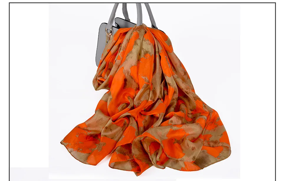 2016 Winter Fashion Women's Scarf Hot Sale Mulberry Silk Scarves Shawl Female Long Silk Scarf Blue and Coffee 180*110cm