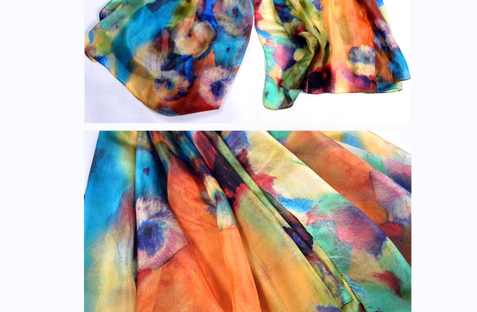 2016 Winter Fashion Women's Scarf Hot Sale Mulberry Silk Scarves Shawl Female Long Silk Scarf Blue and Coffee 180*110cm