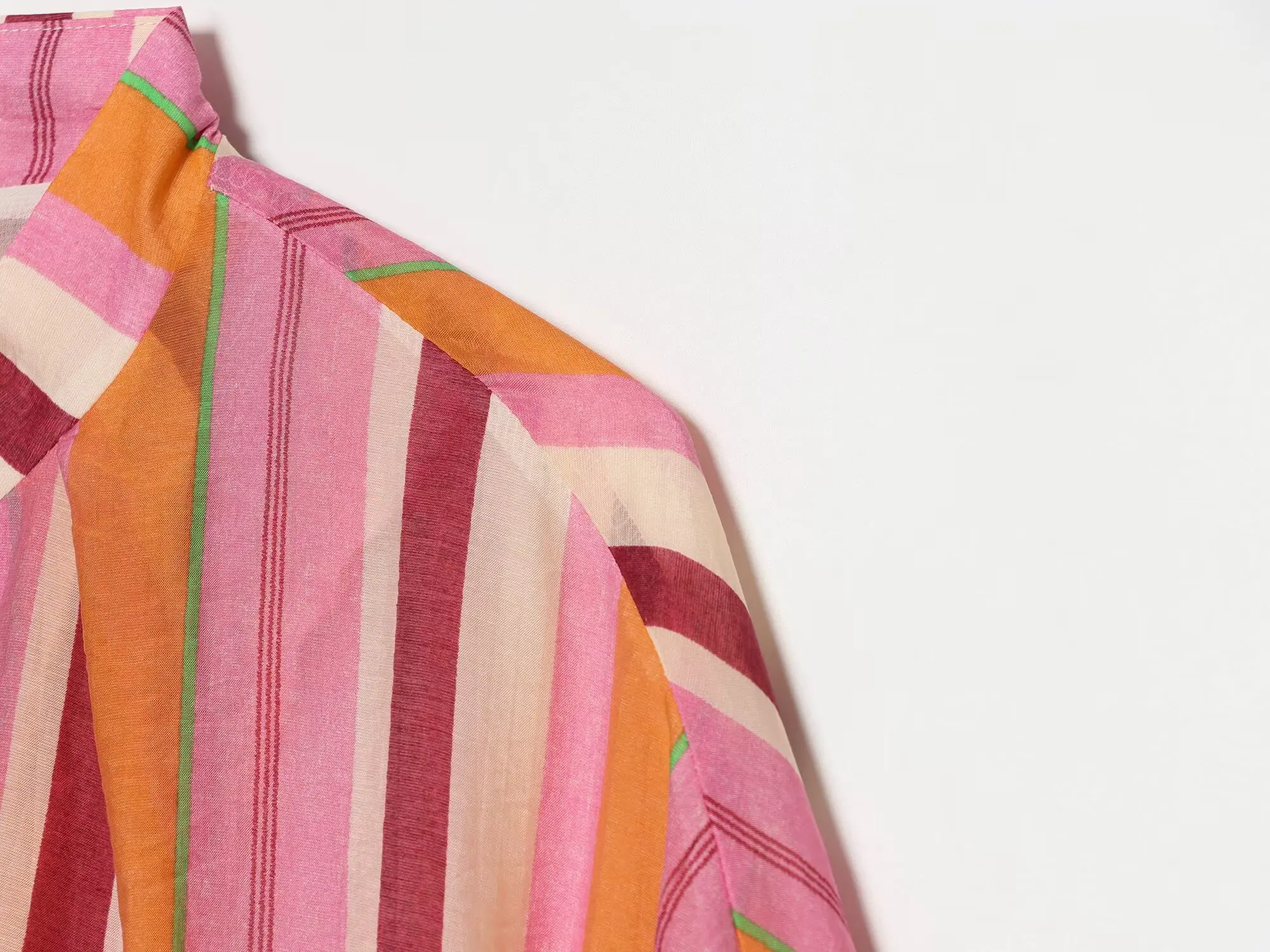 BSAY Women Colorful Stripe Zip Up Jacket Stand Collar Lantern Long Sleeve Loose Cropped Lightweight Casual Outerwear Thin Coat