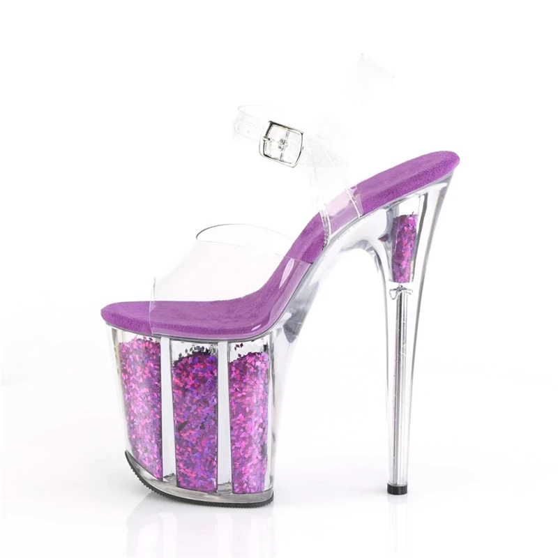 Rncksi 2025 Fashion Sexy Pole dancing Summer 20cm PVC Women Sandals Thin High Heels Sandals Slip-On Size 35-42
