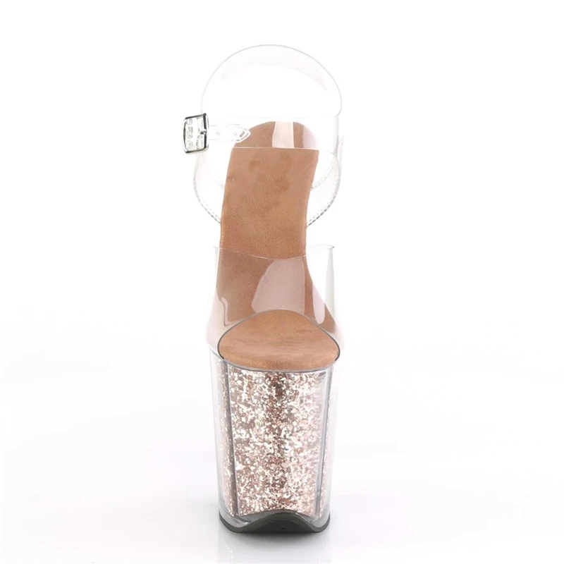 Rncksi 2025 Fashion Sexy Pole dancing Summer 20cm PVC Women Sandals Thin High Heels Sandals Slip-On Size 35-42