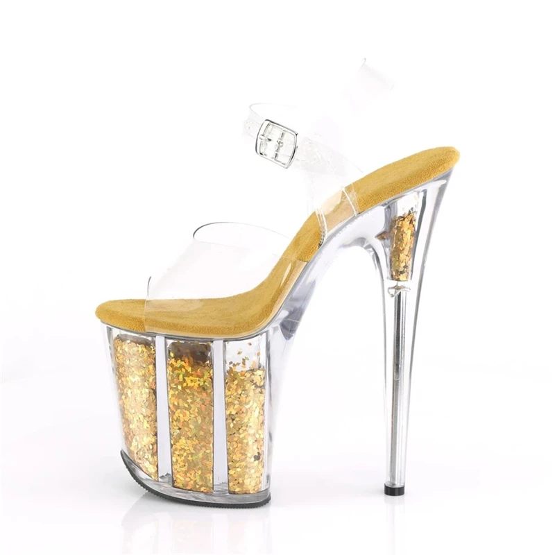 Rncksi 2025 Fashion Sexy Pole dancing Summer 20cm PVC Women Sandals Thin High Heels Sandals Slip-On Size 35-42