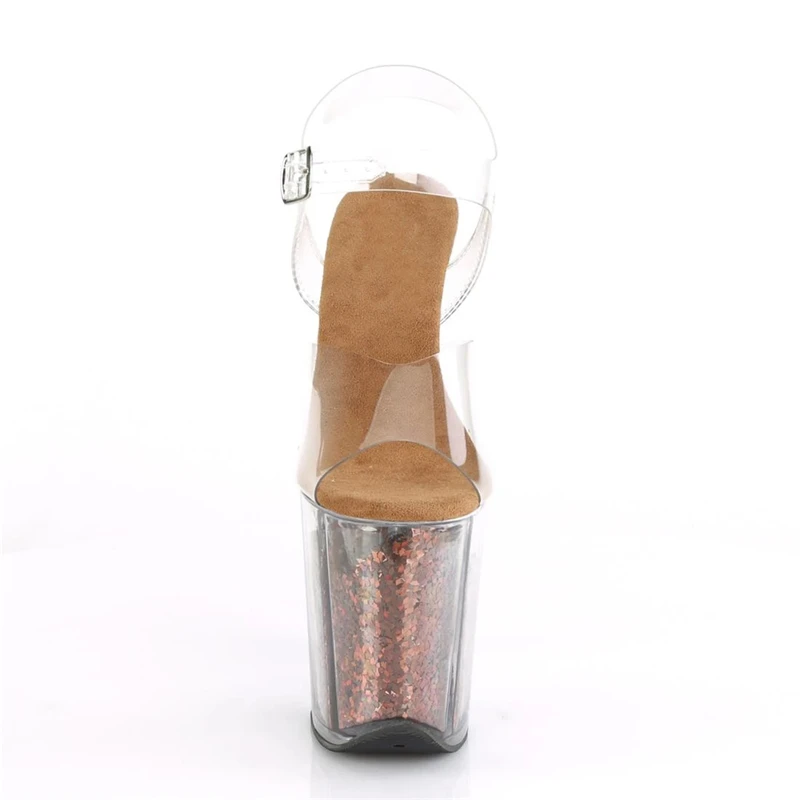 Rncksi 2025 Fashion Sexy Pole dancing Summer 20cm PVC Women Sandals Thin High Heels Sandals Slip-On Size 35-42