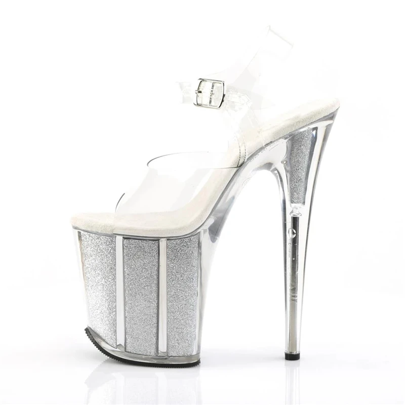 Rncksi 2025 Fashion Sexy Pole dancing Summer 20cm PVC Women Sandals Thin High Heels Sandals Slip-On Size 35-42